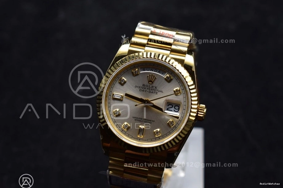 Weight) DayDate 702 QF 36 904L (Gain Square Steel with YG Edition President on vr3255 Silver V5 Bracelet Dial Comfortable Best Diamond 0215